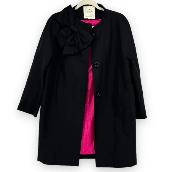 SOLD Kate Spade Kendall Black Bow Coat Size Medium - Picture 3 of 7